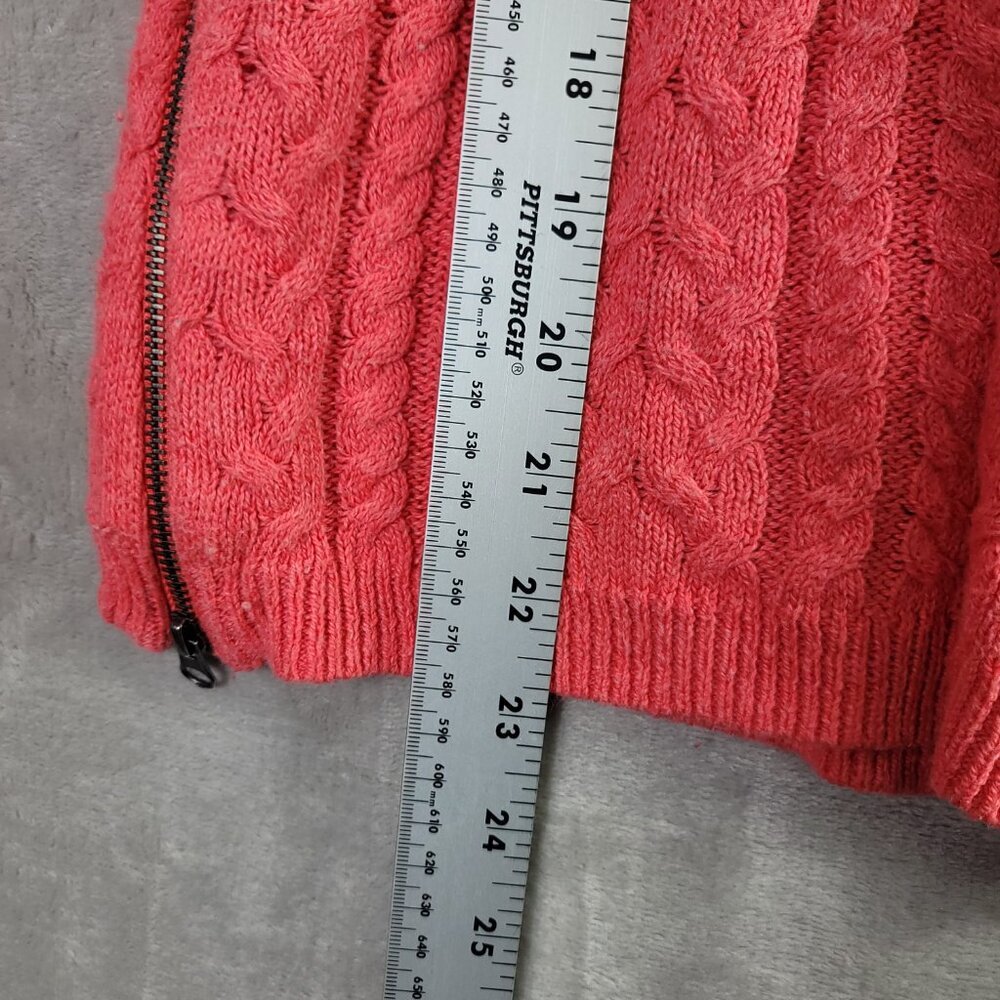 American Eagle Coral Pink Cable Knit Women's Zipper Sweater | Size S - Picture 5 of 7